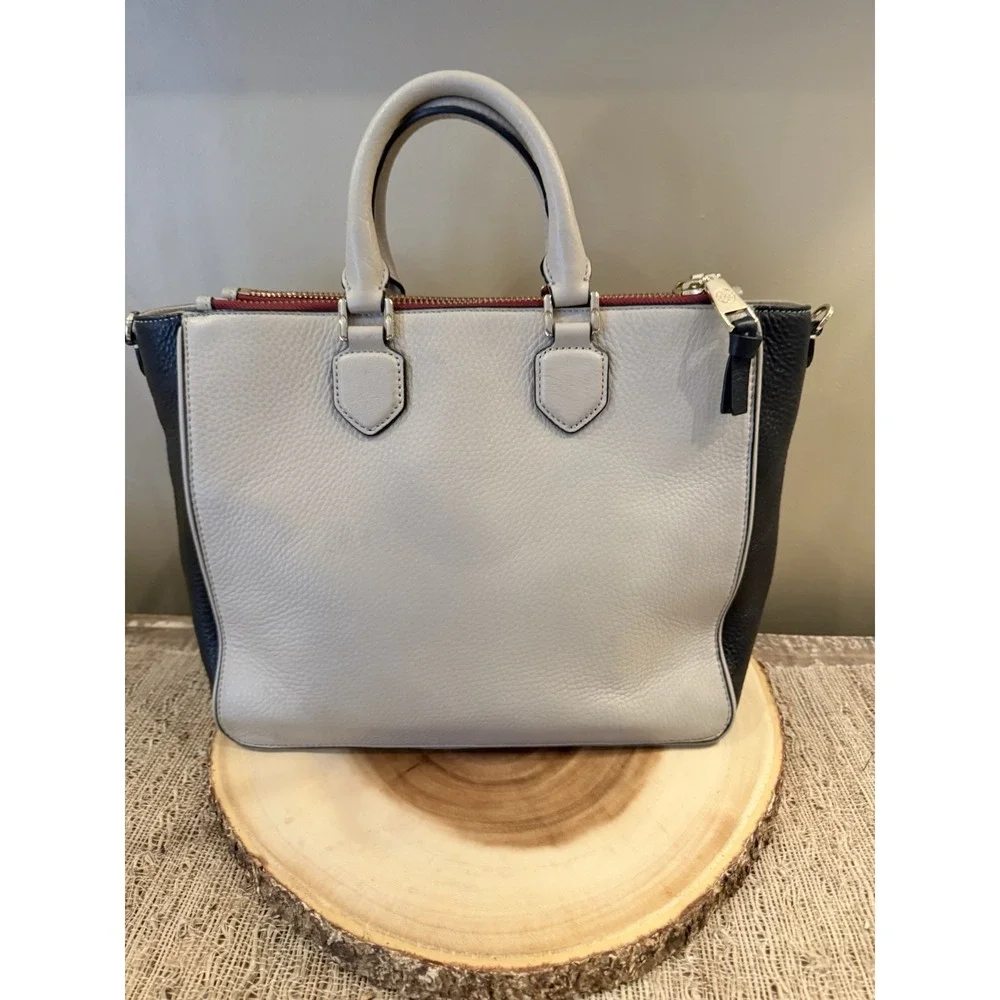 Tory Burch Robinson Pebbled Tri-color Square‎ Tote Crossbody 4 Compartment 598$
